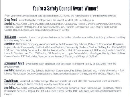 Logan County Safety Council Achievement Award